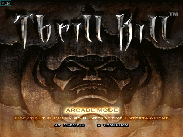 Title screen of the game Thrill Kill on Sony Playstation