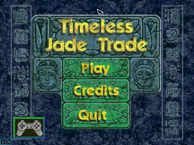 Title screen of the game Timeless Jade Trade on Sony Playstation