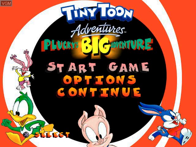 Title screen of the game Tiny Toon Adventures - Plucky's Big Adventure on Sony Playstation