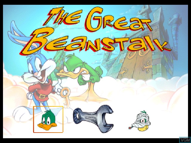 Title screen of the game Tiny Toon Adventures - The Great Beanstalk on Sony Playstation