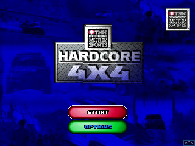 Title screen of the game TNN Motor Sports Hardcore 4x4 on Sony Playstation