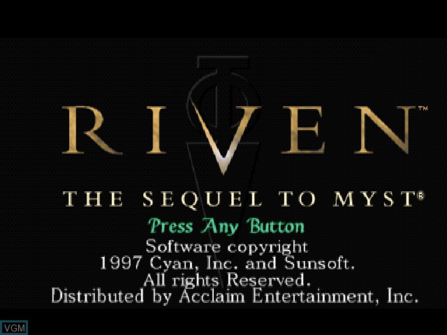 Title screen of the game Riven - The Sequel to Myst on Sony Playstation