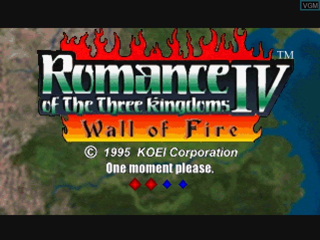 Title screen of the game Romance of the Three Kingdoms IV - Wall of Fire on Sony Playstation