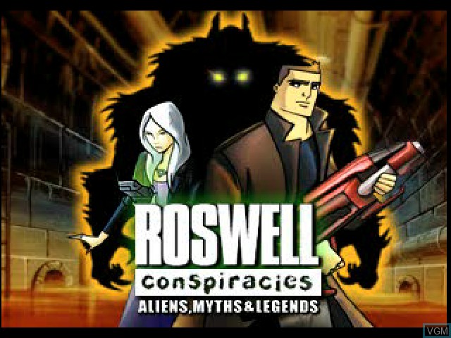 Title screen of the game Roswell Conspiracies - Aliens, Myths & Legends on Sony Playstation