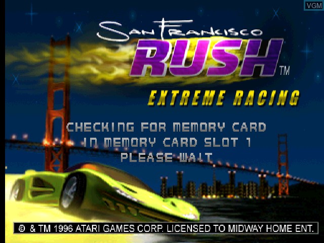 Title screen of the game San Francisco Rush - Extreme Racing on Sony Playstation
