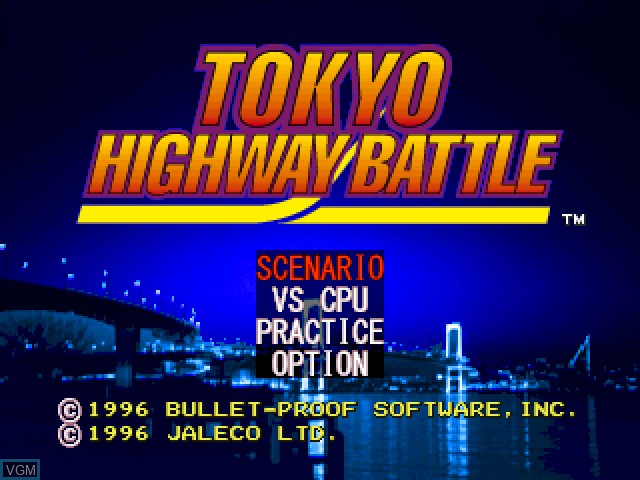 Title screen of the game Tokyo Highway Battle on Sony Playstation