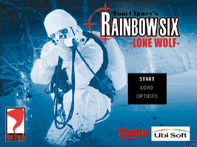 Title screen of the game Tom Clancy's Rainbow Six - Lone Wolf on Sony Playstation