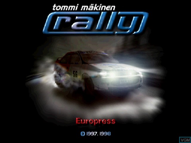 Title screen of the game Tommi Makinen Rally on Sony Playstation