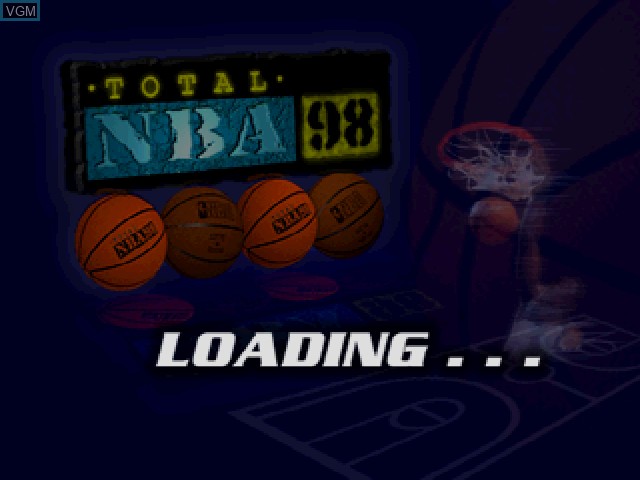 Title screen of the game Total NBA 98 on Sony Playstation