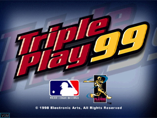 Title screen of the game Triple Play '99 on Sony Playstation