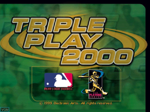Title screen of the game Triple Play 2000 on Sony Playstation