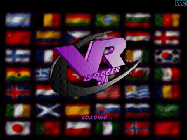 Title screen of the game VR Soccer '96 on Sony Playstation