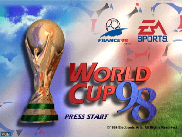 Title screen of the game World Cup 98 on Sony Playstation