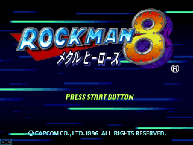 Title screen of the game RockMan 8 - Metal Heroes on Sony Playstation