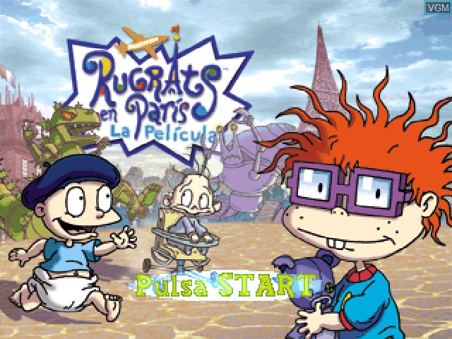 Title screen of the game Rugrats en Paris - La Pelicula on Sony Playstation