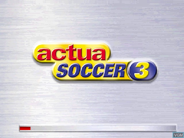 Title screen of the game Actua Soccer 3 on Sony Playstation