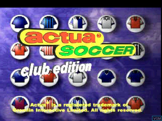 Title screen of the game Actua Soccer - Club Edition on Sony Playstation