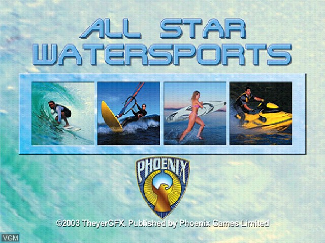 Title screen of the game All Star Watersports on Sony Playstation