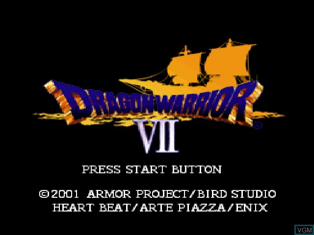 Title screen of the game Dragon Warrior VII on Sony Playstation
