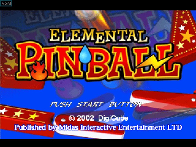 Title screen of the game Elemental Pinball on Sony Playstation
