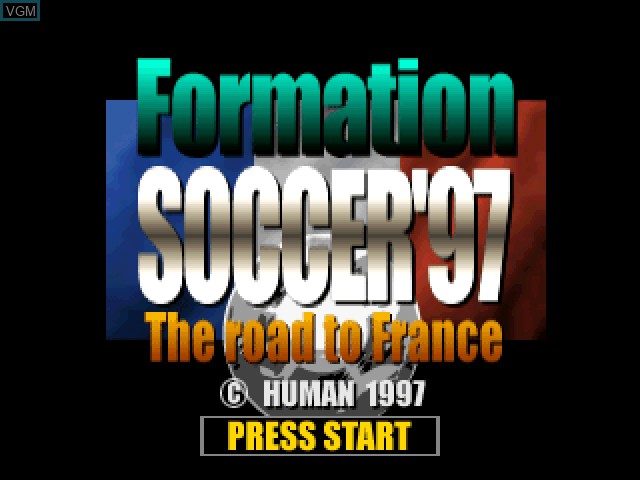 Title screen of the game Formation Soccer '97 - The Road to France on Sony Playstation