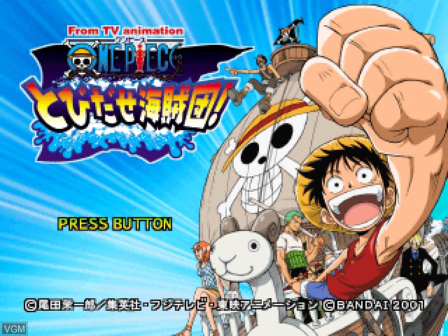 Title screen of the game One Piece - Tobidase Kaizokudan! on Sony Playstation
