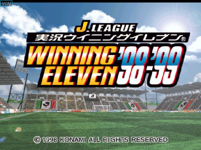 Title screen of the game J.League Jikkyou Winning Eleven '98-'99 on Sony Playstation