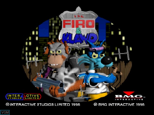 Title screen of the game Firo & Klawd on Sony Playstation
