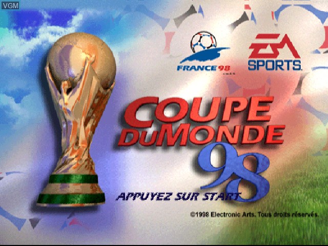 Title screen of the game Coupe du Monde 98 on Sony Playstation