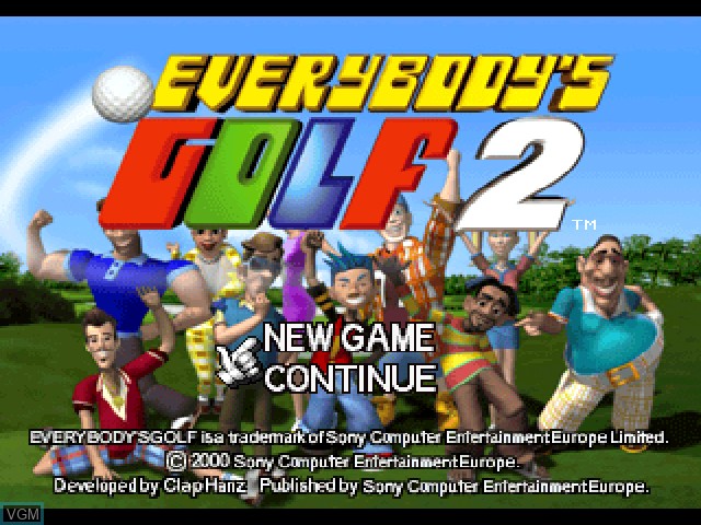 Title screen of the game Everybody's Golf 2 on Sony Playstation