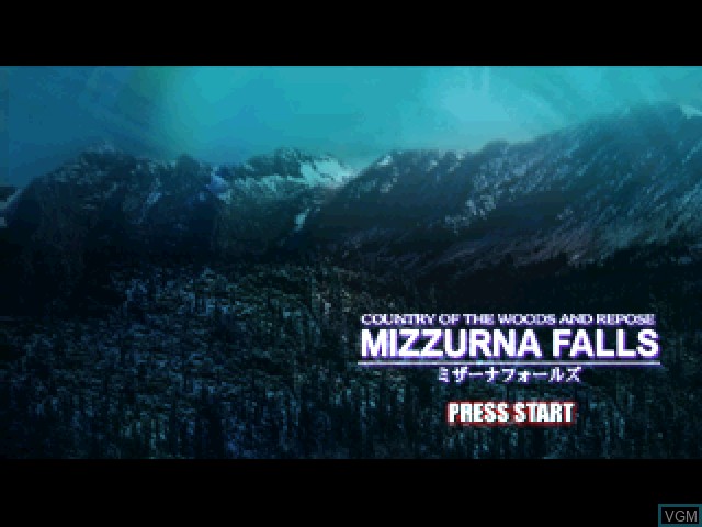Title screen of the game Mizzurna Falls on Sony Playstation