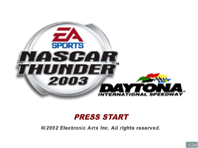 Title screen of the game NASCAR Thunder 2003 on Sony Playstation