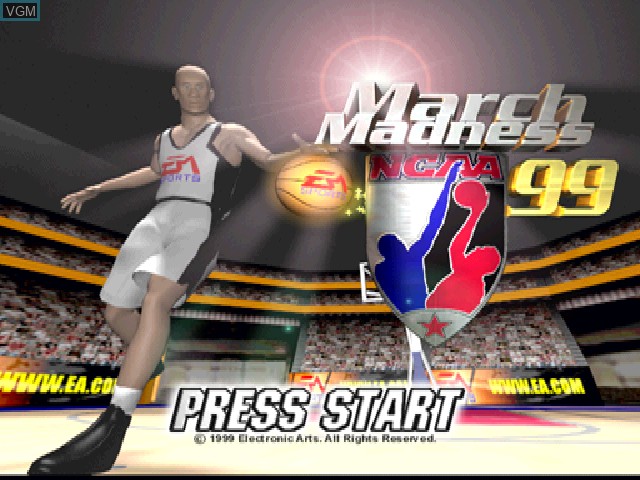 Title screen of the game NCAA March Madness 99 on Sony Playstation