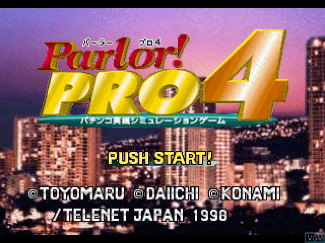Title screen of the game Parlor! Pro 4 on Sony Playstation