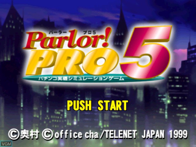 Title screen of the game Parlor! Pro 5 on Sony Playstation