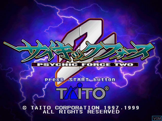 Title screen of the game Psychic Force 2 on Sony Playstation