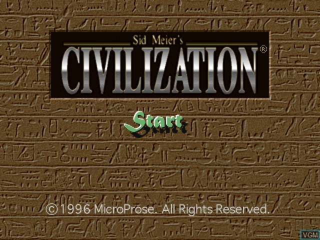 Title screen of the game Sid Meier's Civilization - Shin Sekai Nanadai Bunmei on Sony Playstation