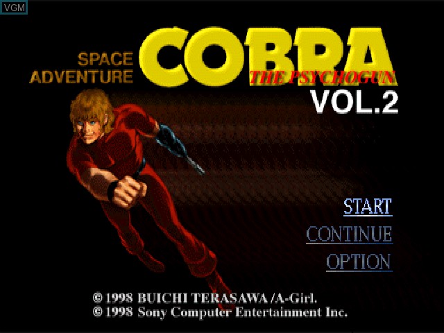 Title screen of the game Space Adventure Cobra - The Psychogun Vol. 2 on Sony Playstation