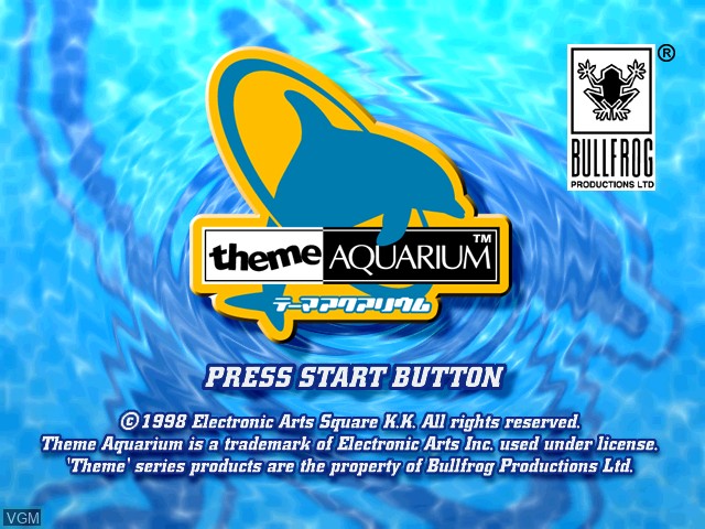 Title screen of the game Theme Aquarium on Sony Playstation