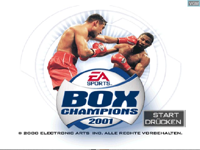 Title screen of the game Box Champions 2001 on Sony Playstation