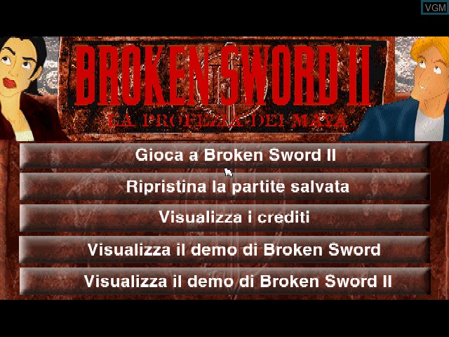 Title screen of the game Broken Sword II - La Profezia dei Maya on Sony Playstation