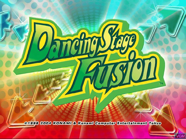 Title screen of the game Dancing Stage Fusion on Sony Playstation