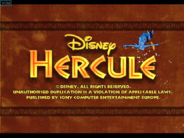 Title screen of the game Disney Jeu D'Action Disney Presente Hercule on Sony Playstation