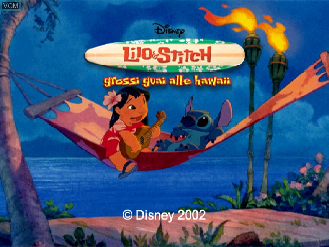 Title screen of the game Lilo & Stitch - Grossi Guai alle Hawaii on Sony Playstation