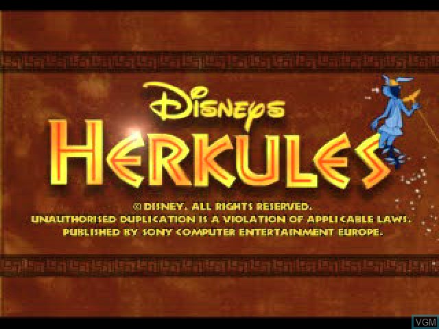 Title screen of the game Disney's Action Spel med Herkules on Sony Playstation