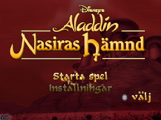 Title screen of the game Aladdin - Nasiras Haemnd on Sony Playstation