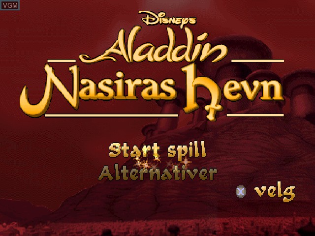 Title screen of the game Aladdin - Nasiras Hevn on Sony Playstation