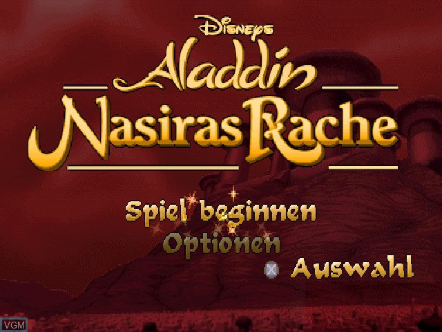 Title screen of the game Aladdin - Nasiras Rache on Sony Playstation