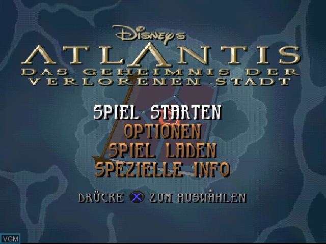 Title screen of the game Atlantis - Das Geheimnis der verlorenen Stadt on Sony Playstation