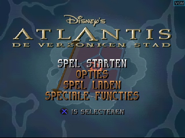 Title screen of the game Atlantis - De Verzonken Stad on Sony Playstation